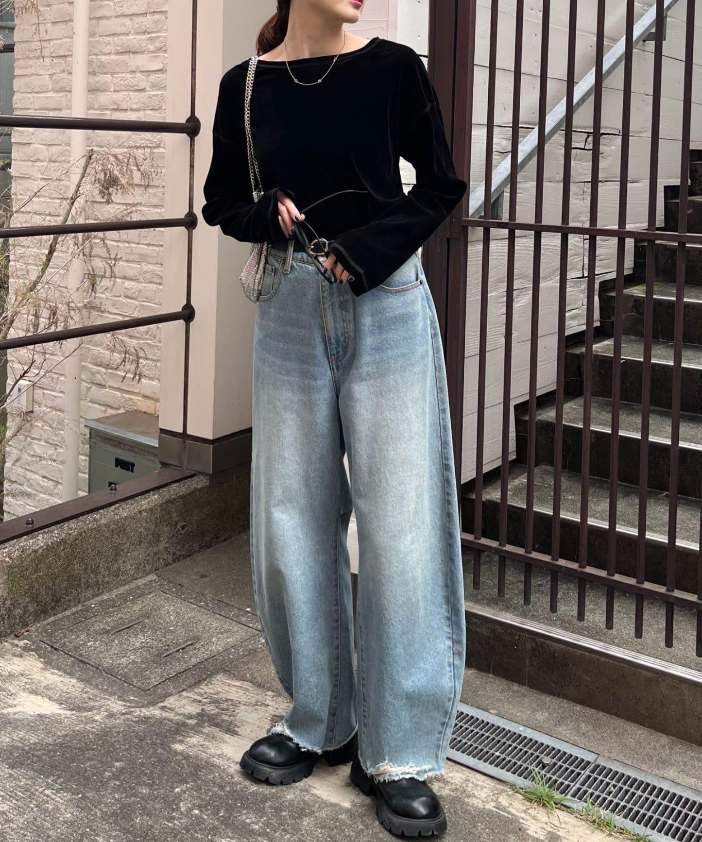 側開叉透視絨面透視上衣