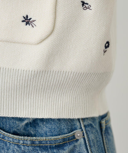 刺繡衛衣式口袋開衫