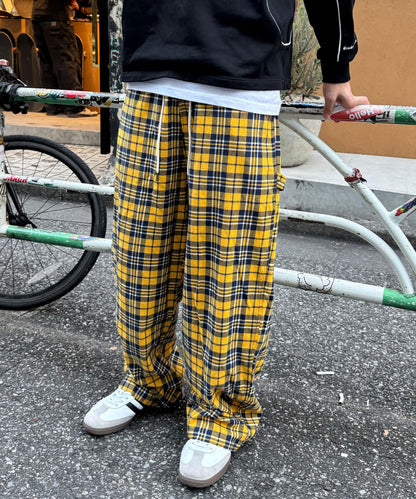 寬鬆格紋休閒褲