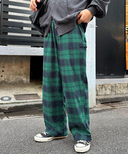 寬鬆格紋休閒褲