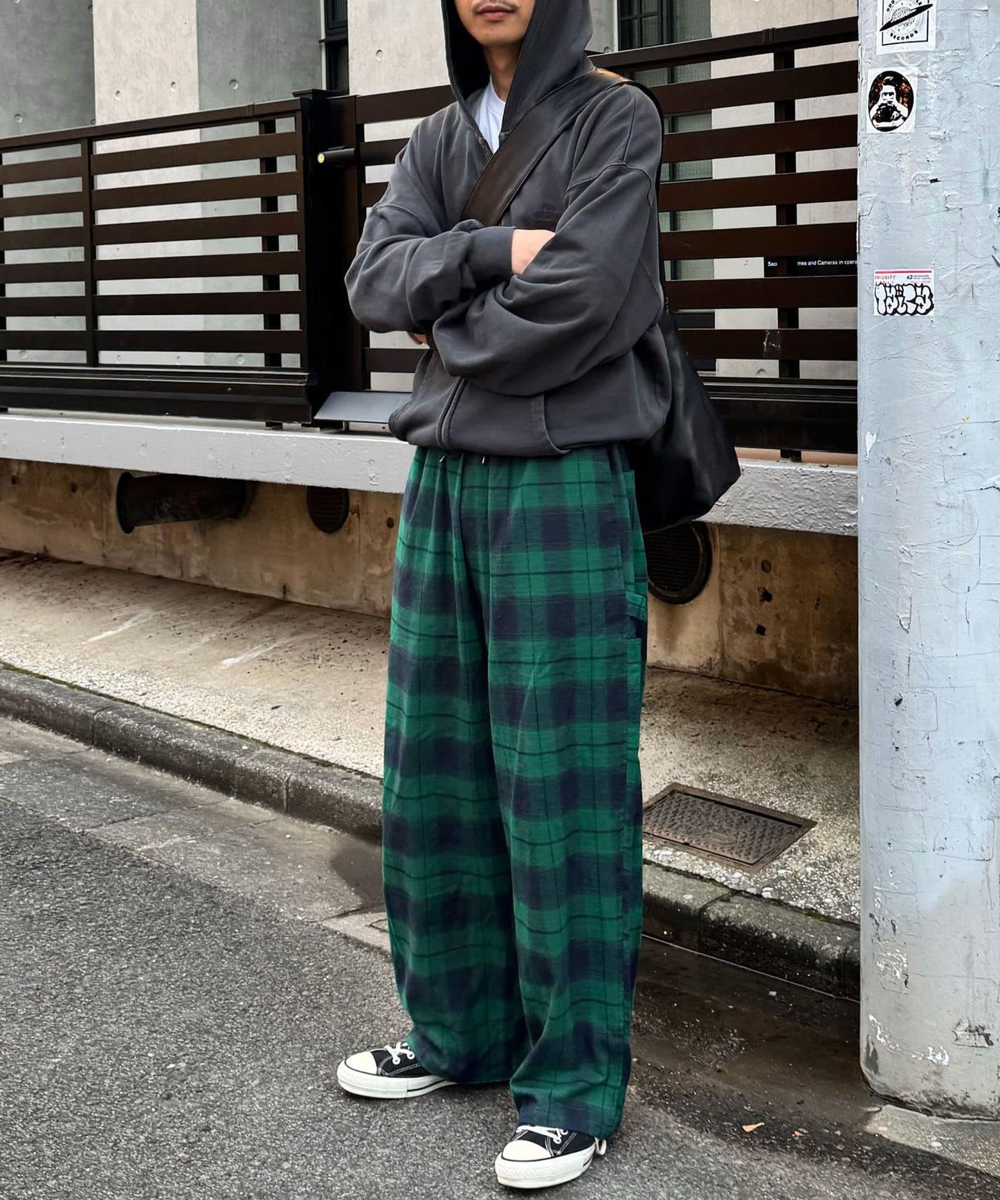 寬鬆格紋休閒褲