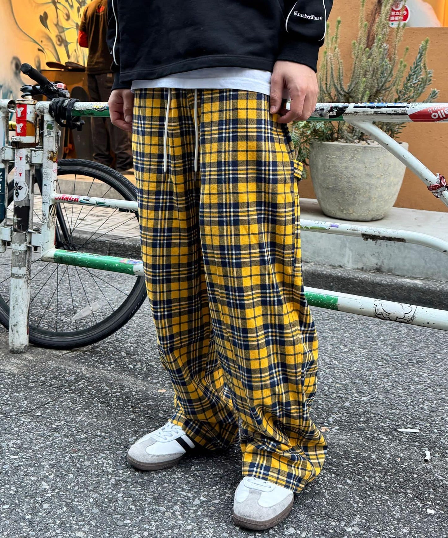 寬鬆格紋休閒褲