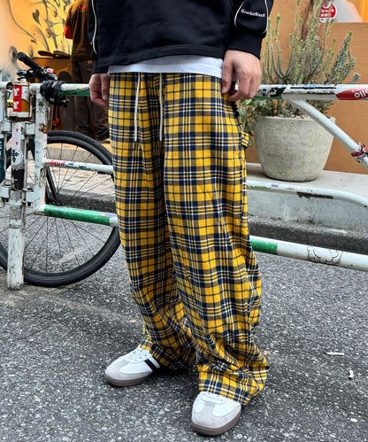 寬鬆格紋休閒褲