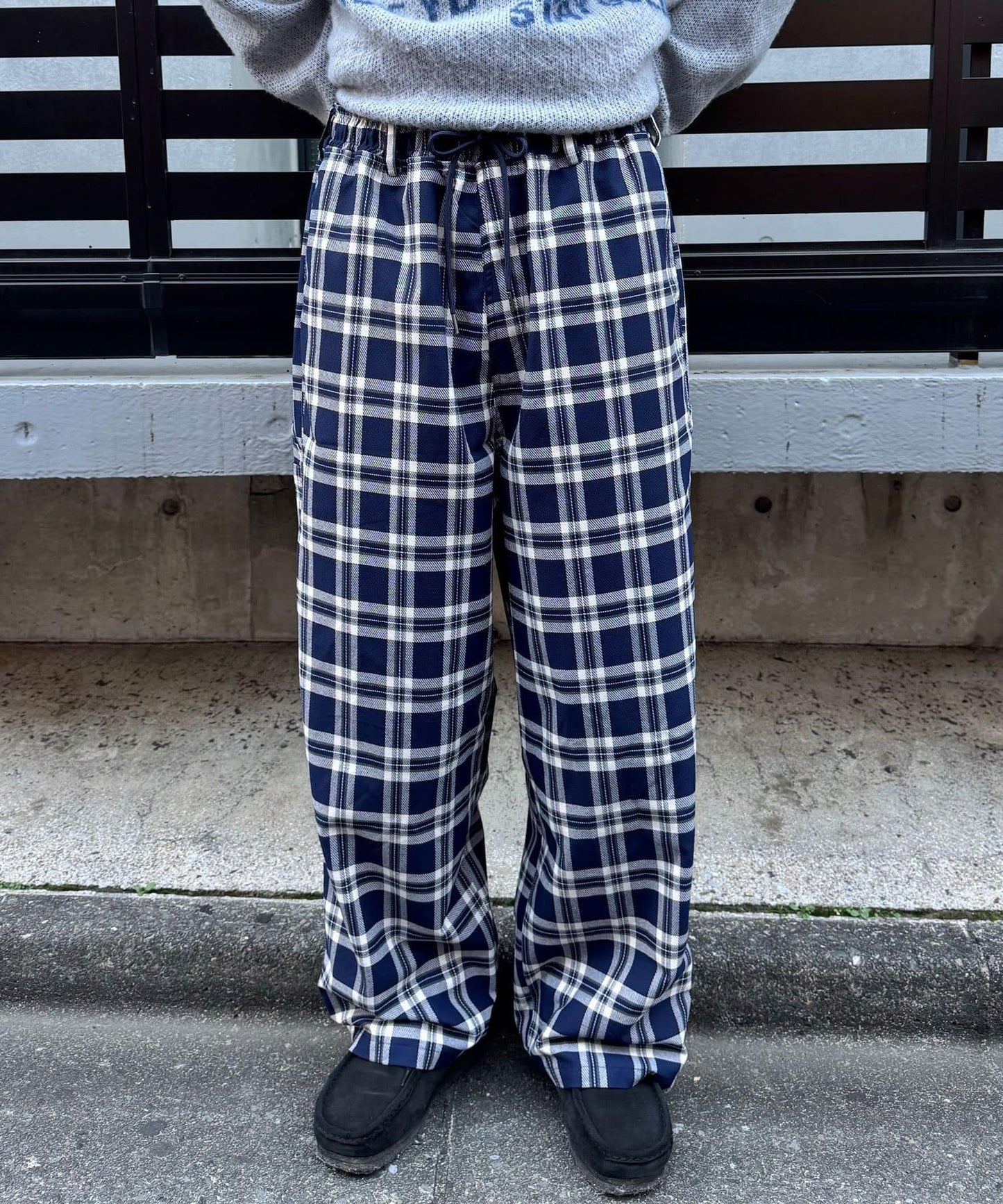 寬鬆格紋休閒褲