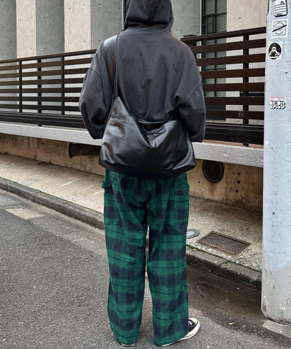寬鬆格紋休閒褲