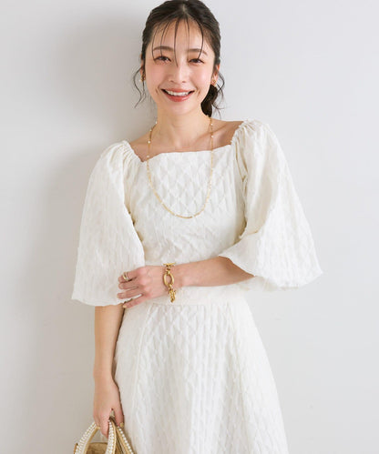 【miki監修有尺碼・可套裝】泡泡袖提花襯衫