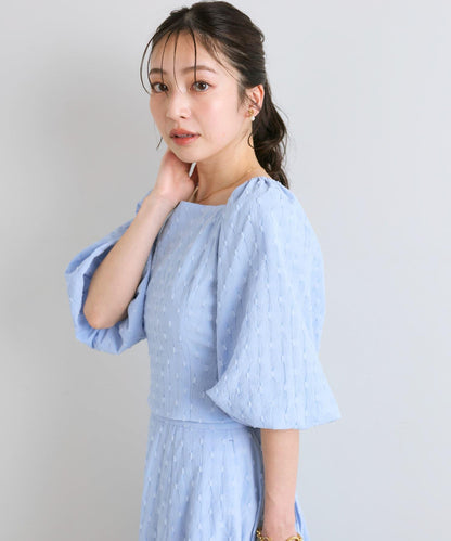 【miki監修有尺碼・可套裝】泡泡袖提花襯衫
