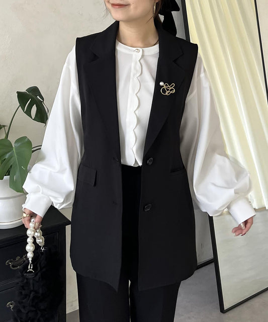 【儀式】泡泡袖荷葉邊襯衫