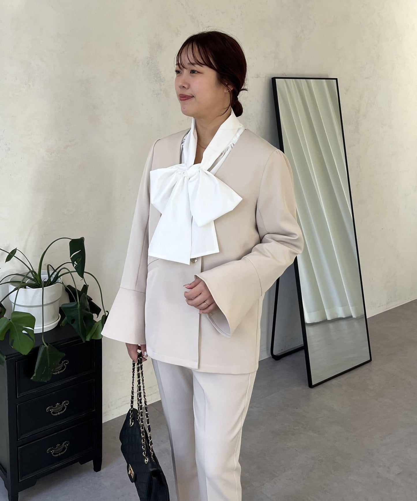 【媽媽監修！禮服單品】雙排扣喇叭袖V領夾克