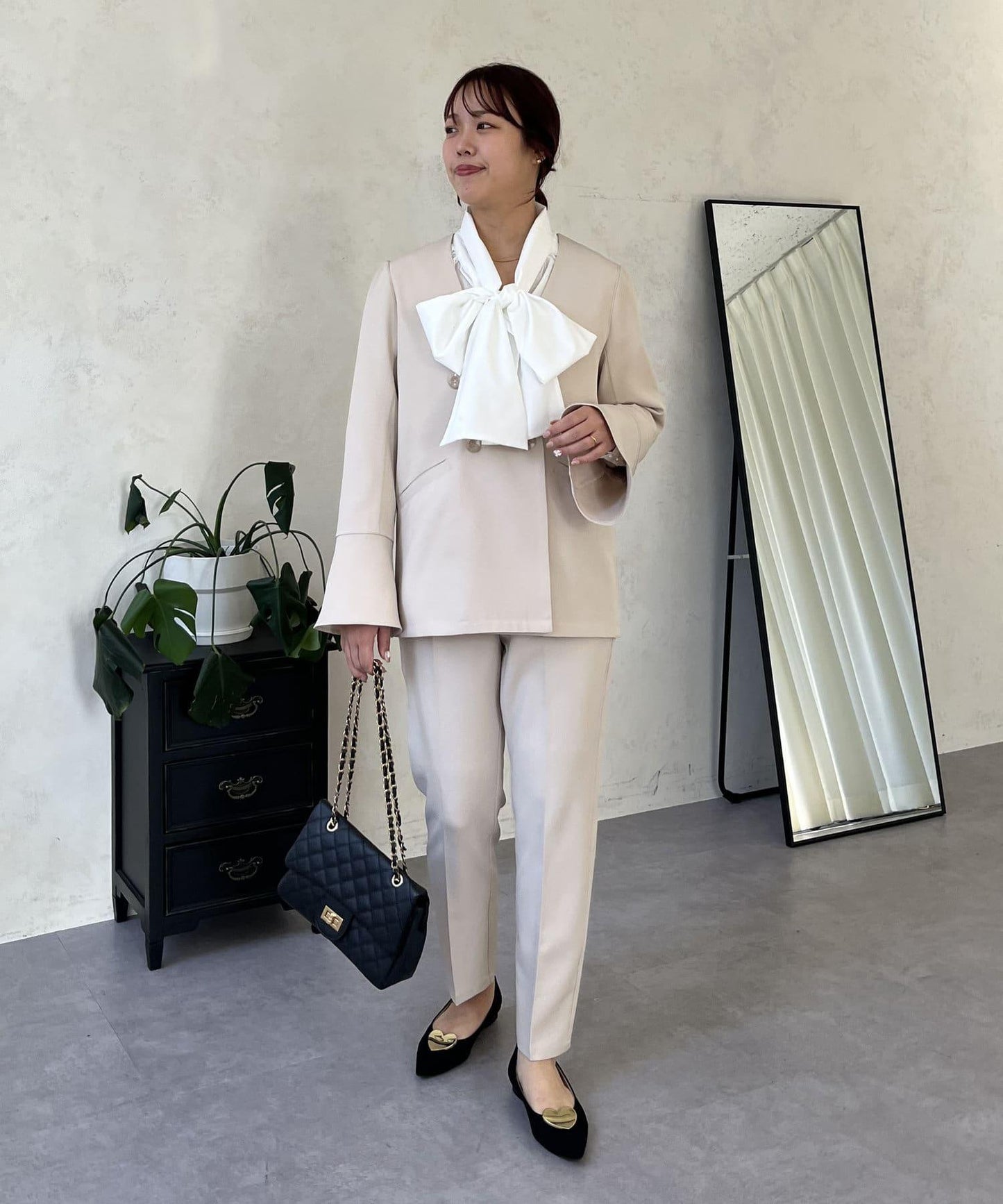 【媽媽監修！禮服單品】雙排扣喇叭袖V領夾克