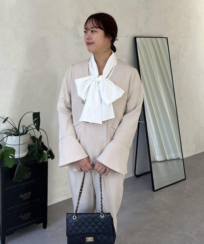 【媽媽監修！禮服單品】雙排扣喇叭袖V領夾克