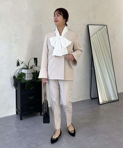 【媽媽監修！禮服單品】雙排扣喇叭袖V領夾克