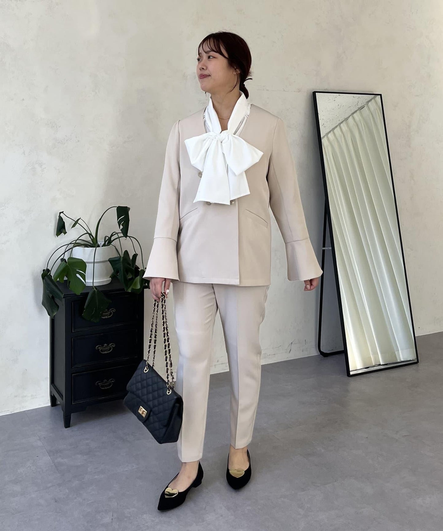 【媽媽監修！禮服單品】雙排扣喇叭袖V領夾克