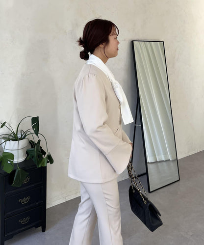 【媽媽監修！禮服單品】雙排扣喇叭袖V領夾克