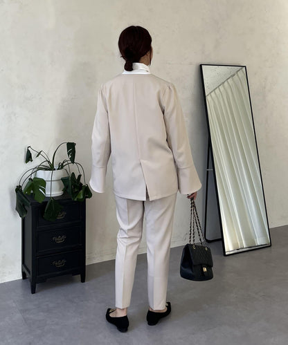 【媽媽監修！禮服單品】雙排扣喇叭袖V領夾克