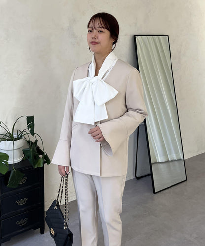 【媽媽監修！禮服單品】雙排扣喇叭袖V領夾克