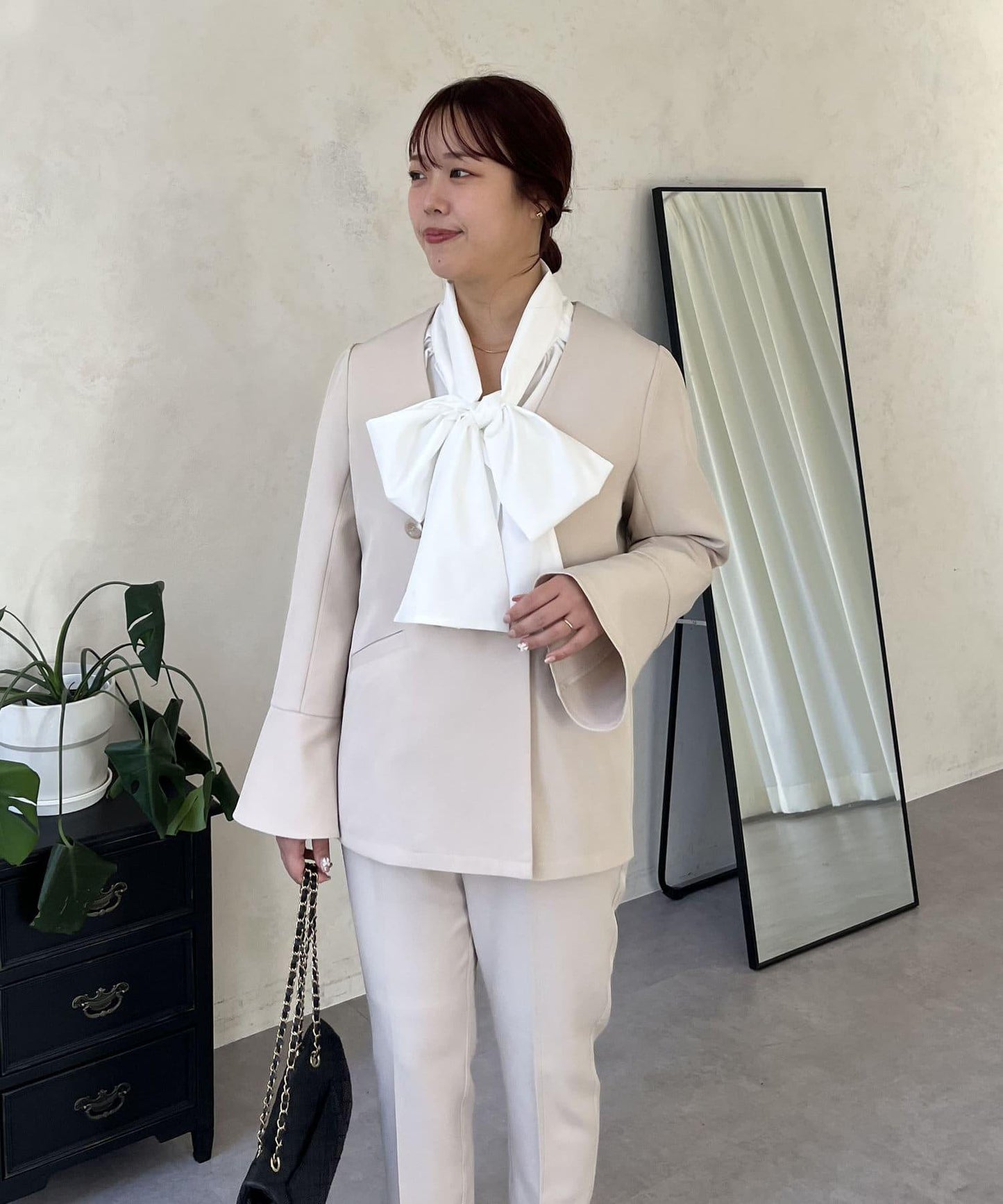 【媽媽監修！禮服單品】雙排扣喇叭袖V領夾克