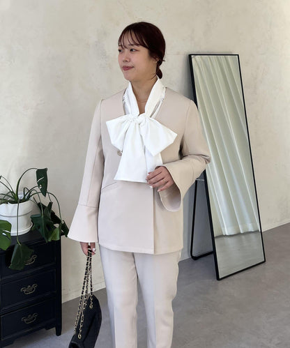 【媽媽監修！禮服單品】雙排扣喇叭袖V領夾克