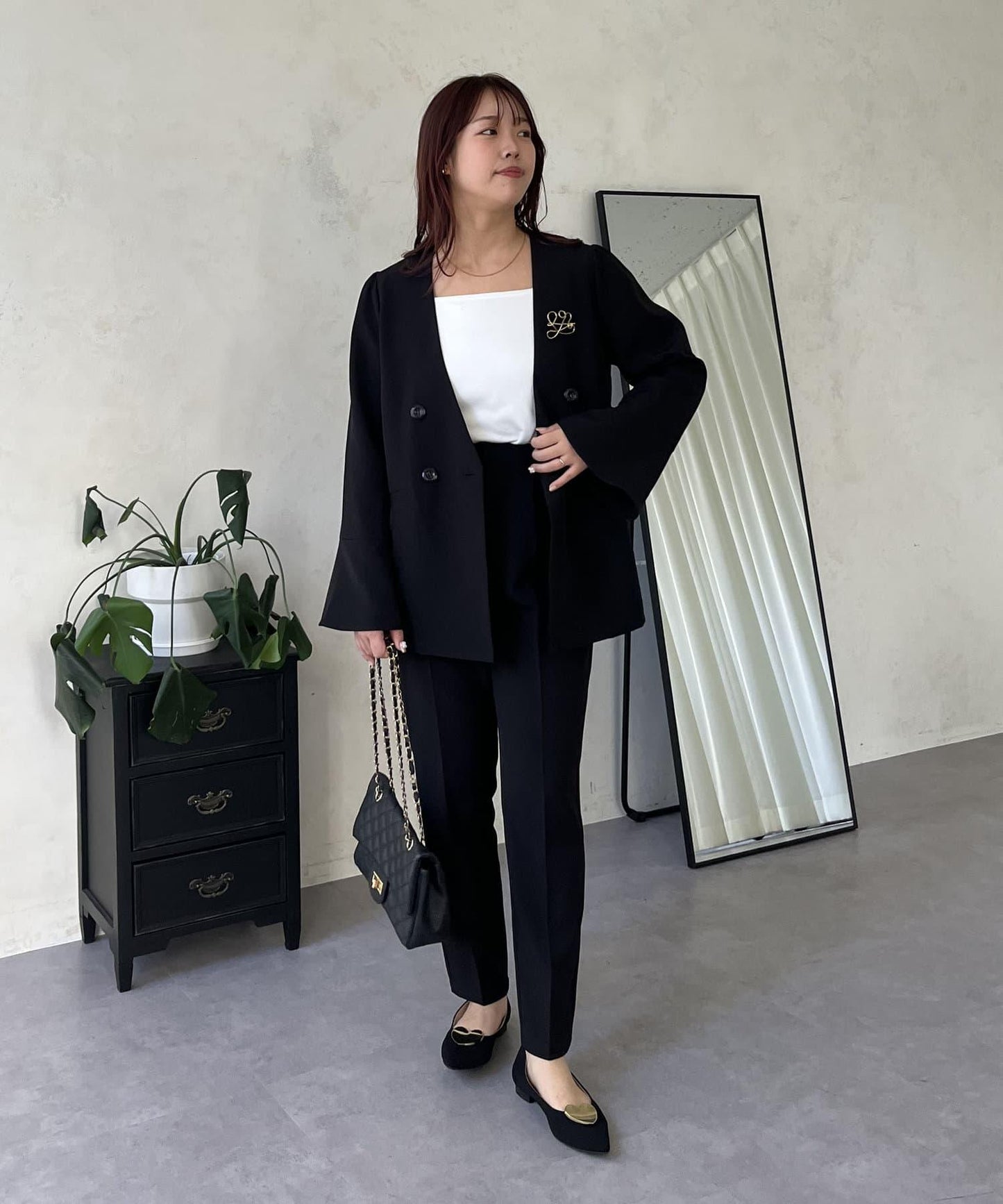 【媽媽監修！禮服單品】雙排扣喇叭袖V領夾克