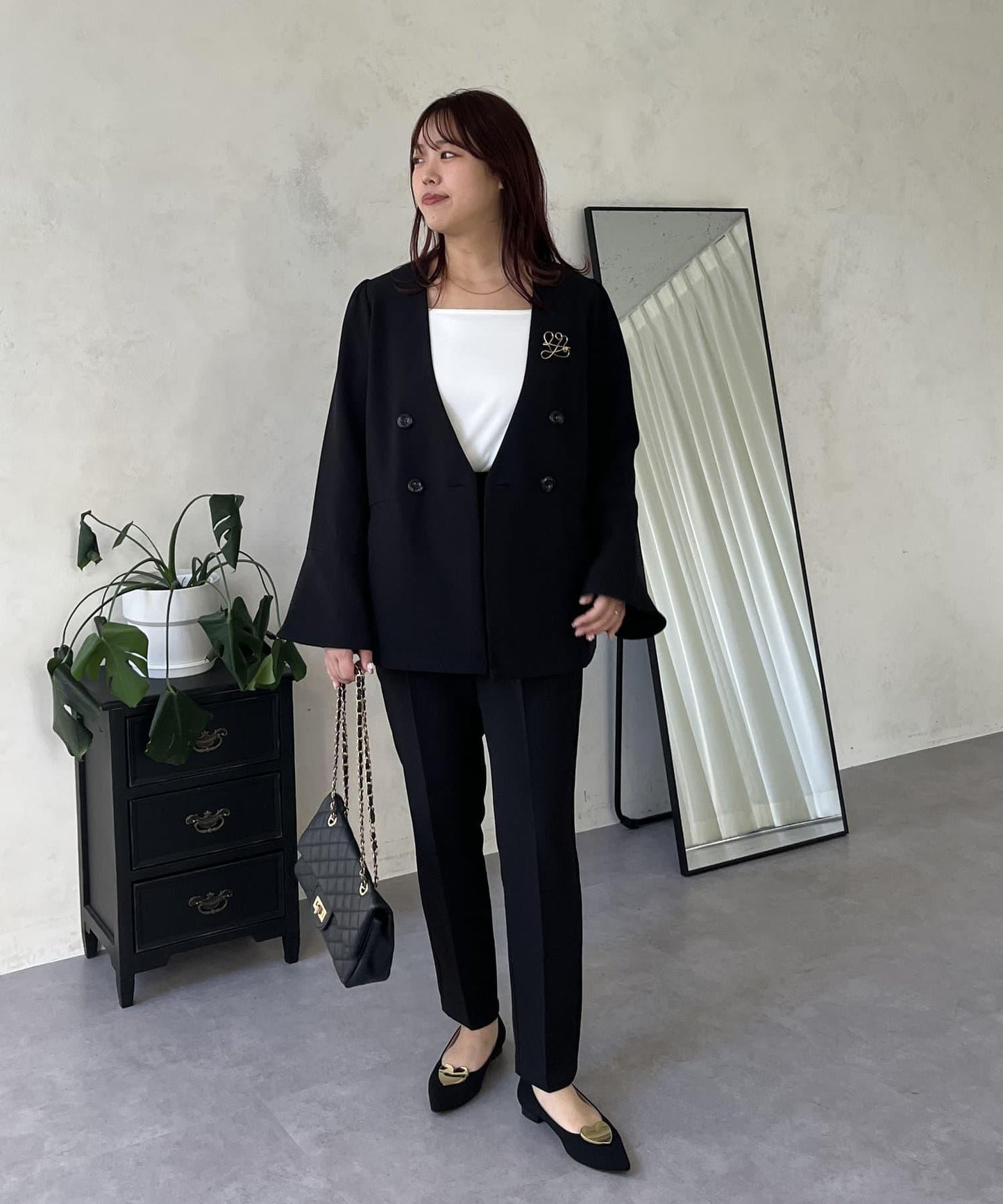 【媽媽監修！禮服單品】雙排扣喇叭袖V領夾克