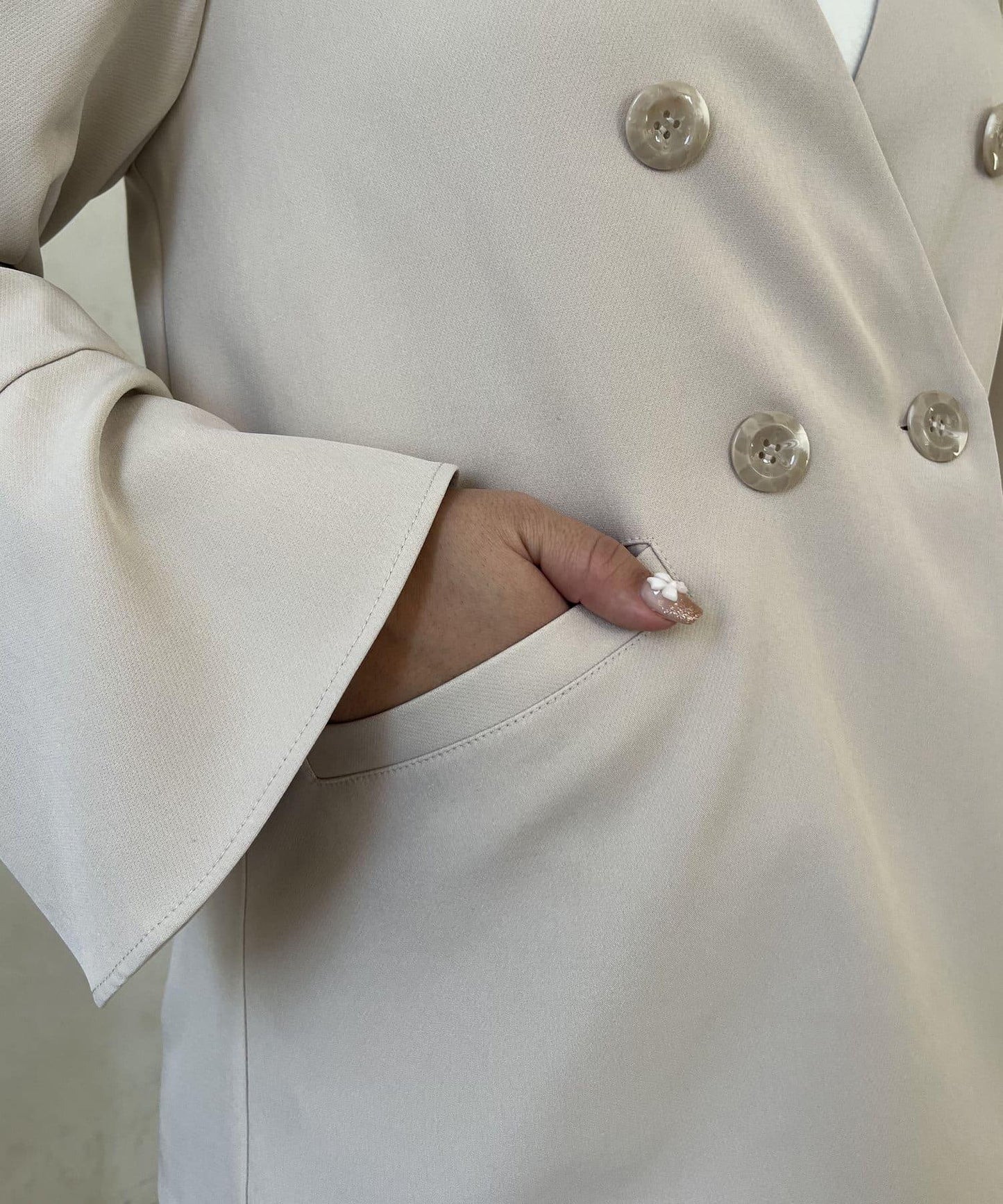 【媽媽監修！禮服單品】雙排扣喇叭袖V領夾克