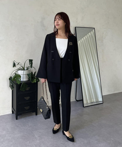 【媽媽監修！禮服單品】雙排扣喇叭袖V領夾克