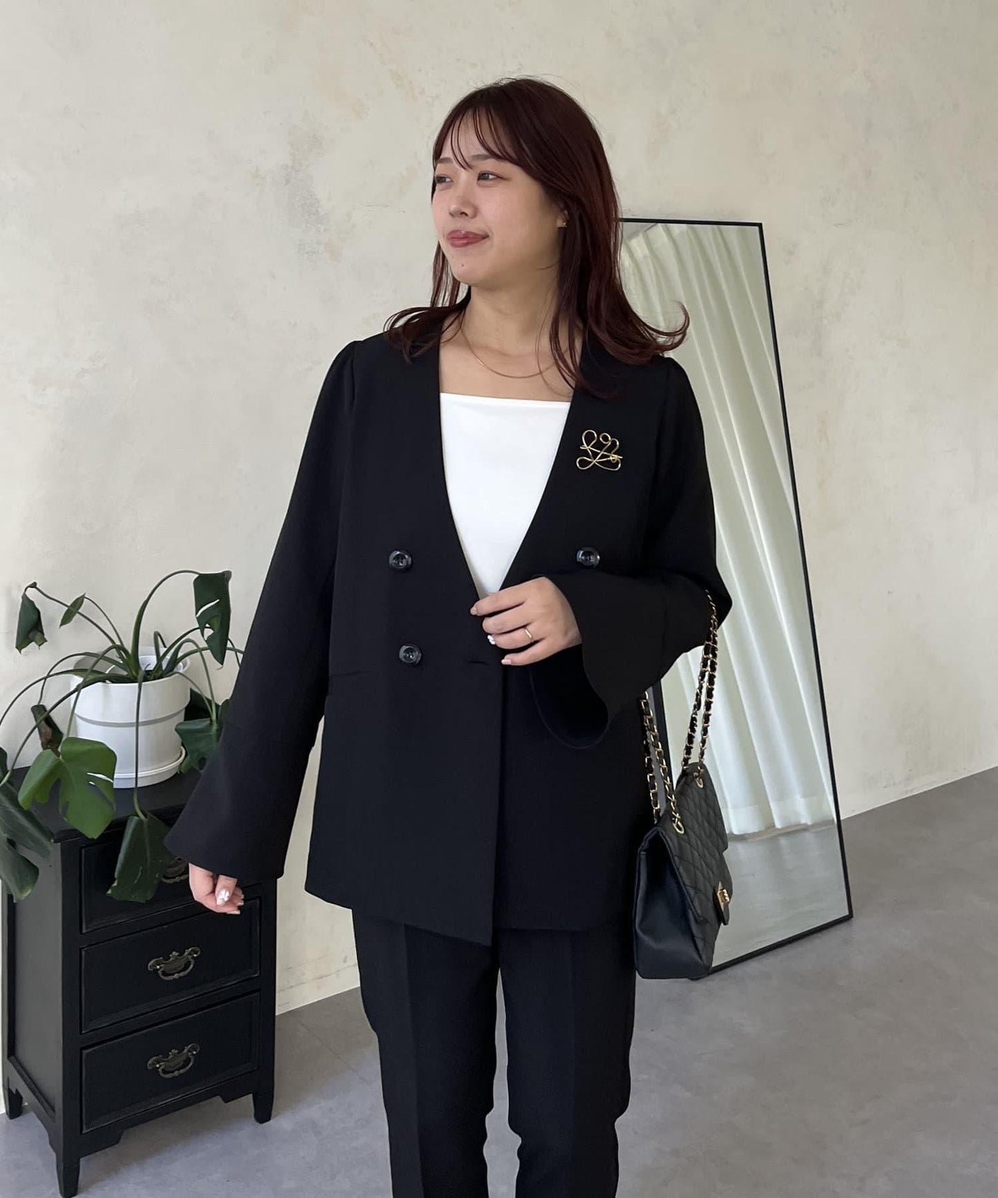 【媽媽監修！禮服單品】雙排扣喇叭袖V領夾克