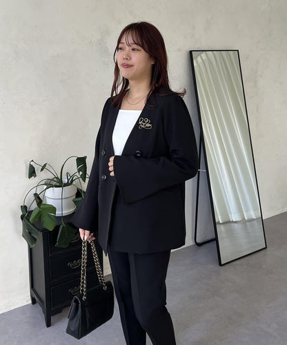 【媽媽監修！禮服單品】雙排扣喇叭袖V領夾克