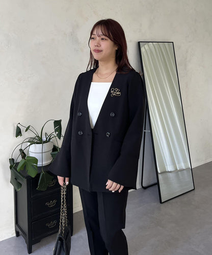 【媽媽監修！禮服單品】雙排扣喇叭袖V領夾克