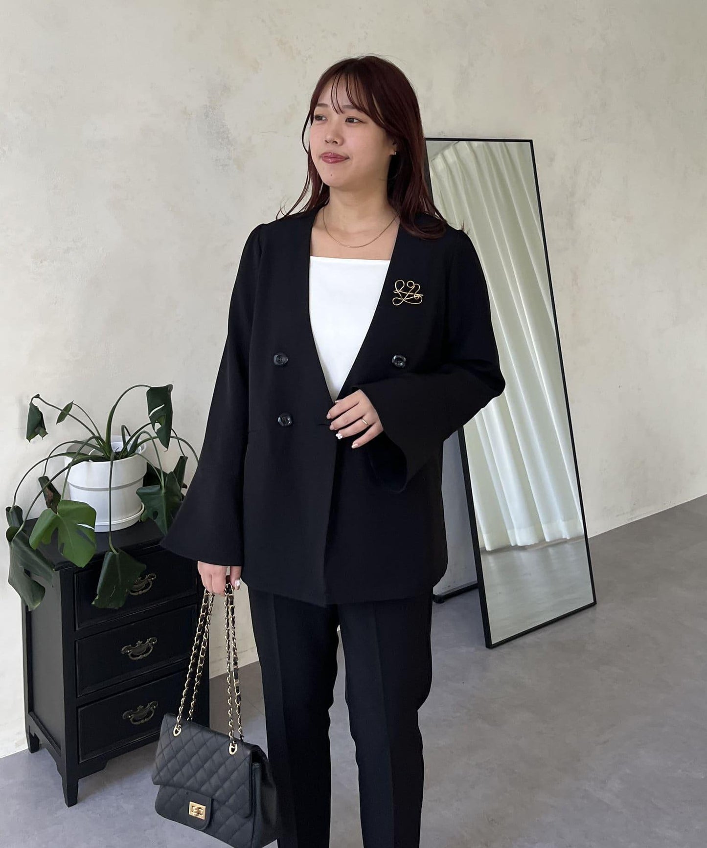 【媽媽監修！禮服單品】雙排扣喇叭袖V領夾克