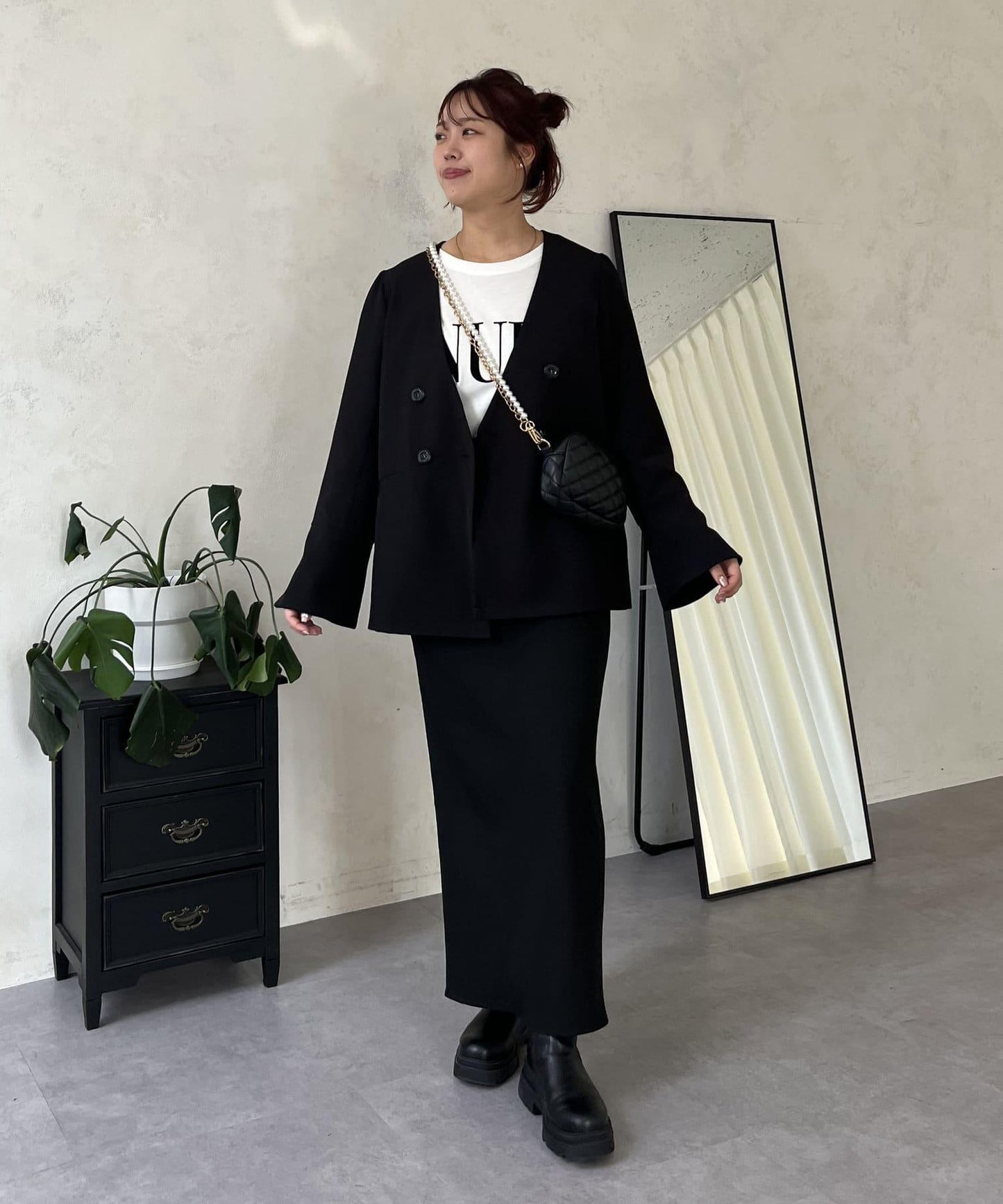 【媽媽監修！禮服單品】雙排扣喇叭袖V領夾克