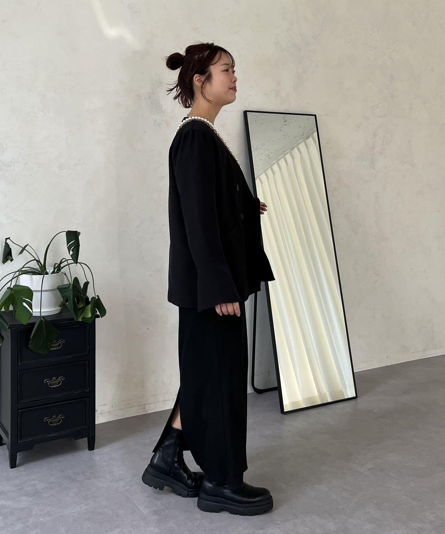 【媽媽監修！禮服單品】雙排扣喇叭袖V領夾克