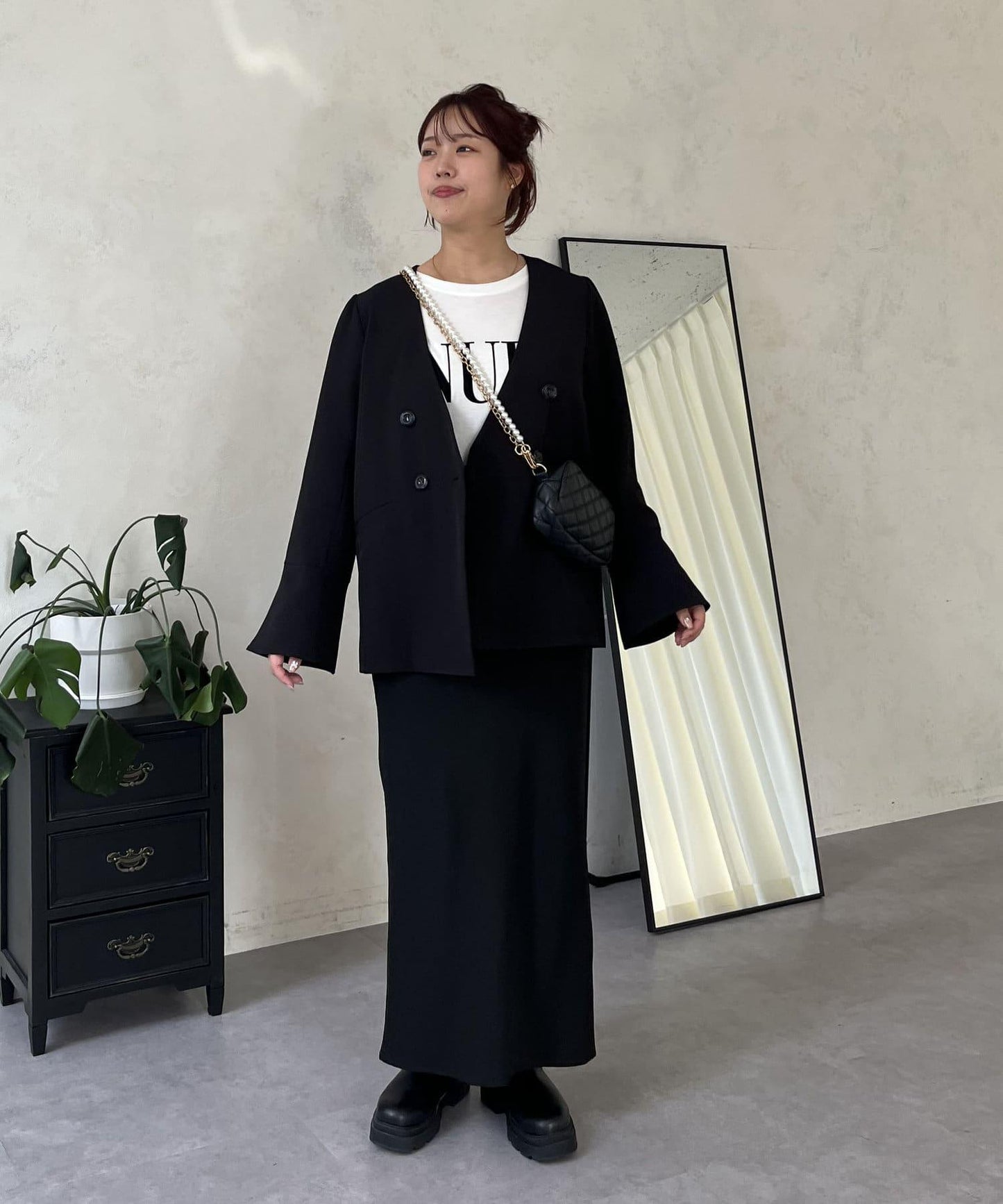 【媽媽監修！禮服單品】雙排扣喇叭袖V領夾克