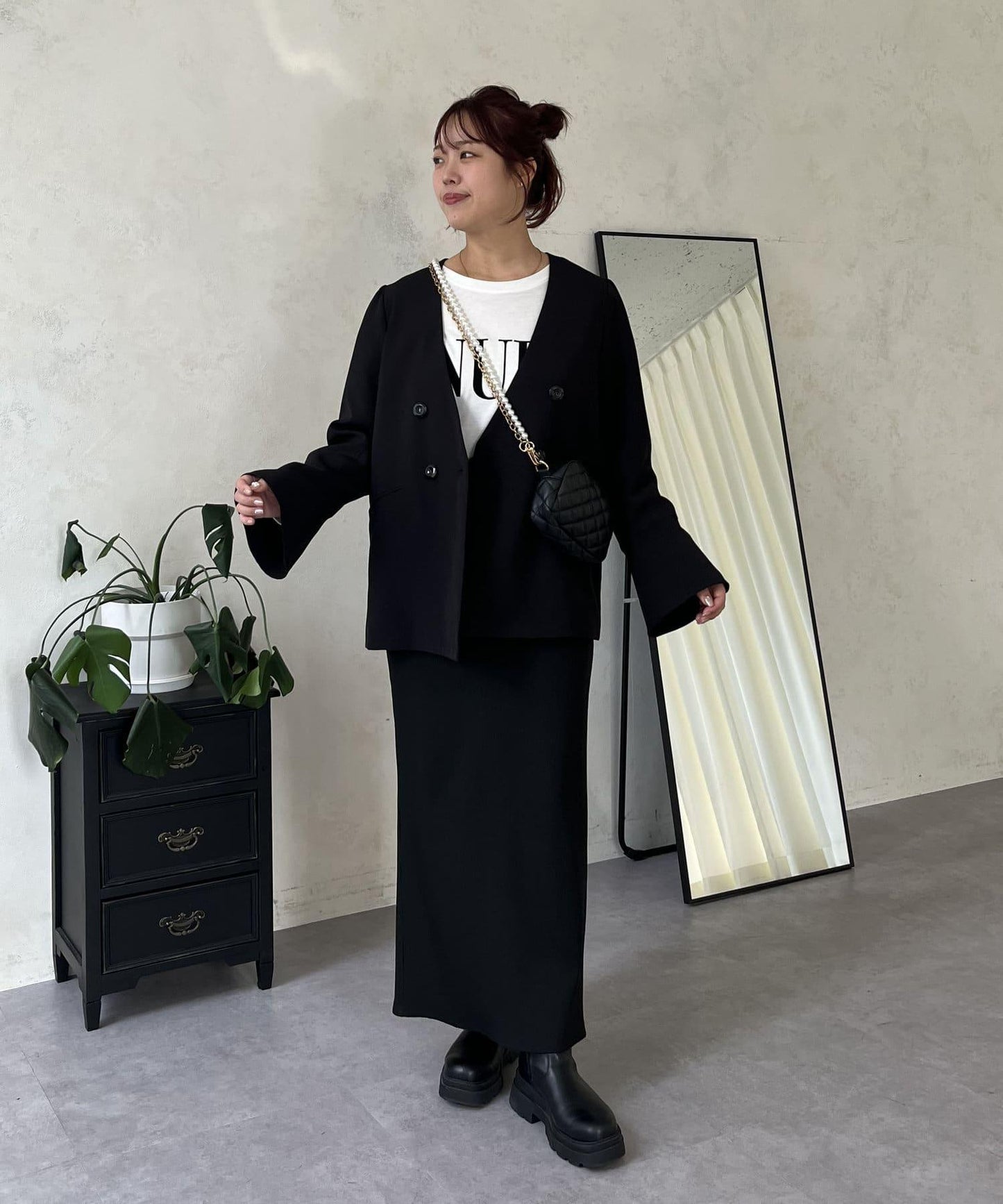 【媽媽監修！禮服單品】雙排扣喇叭袖V領夾克