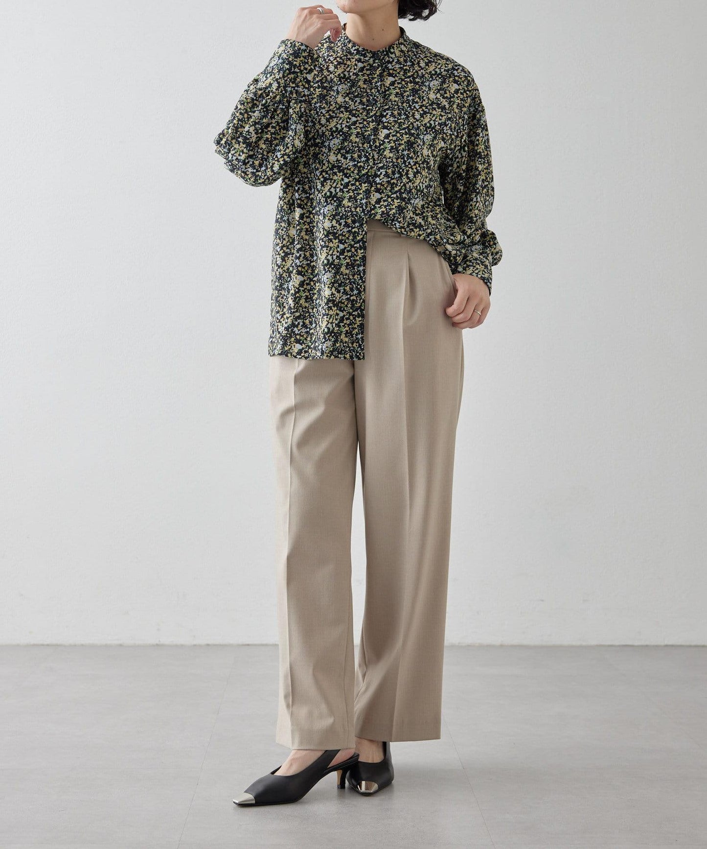 花紋/植物/圖案垂褶襯衫【SUM1 STYLE(斯密風格)】