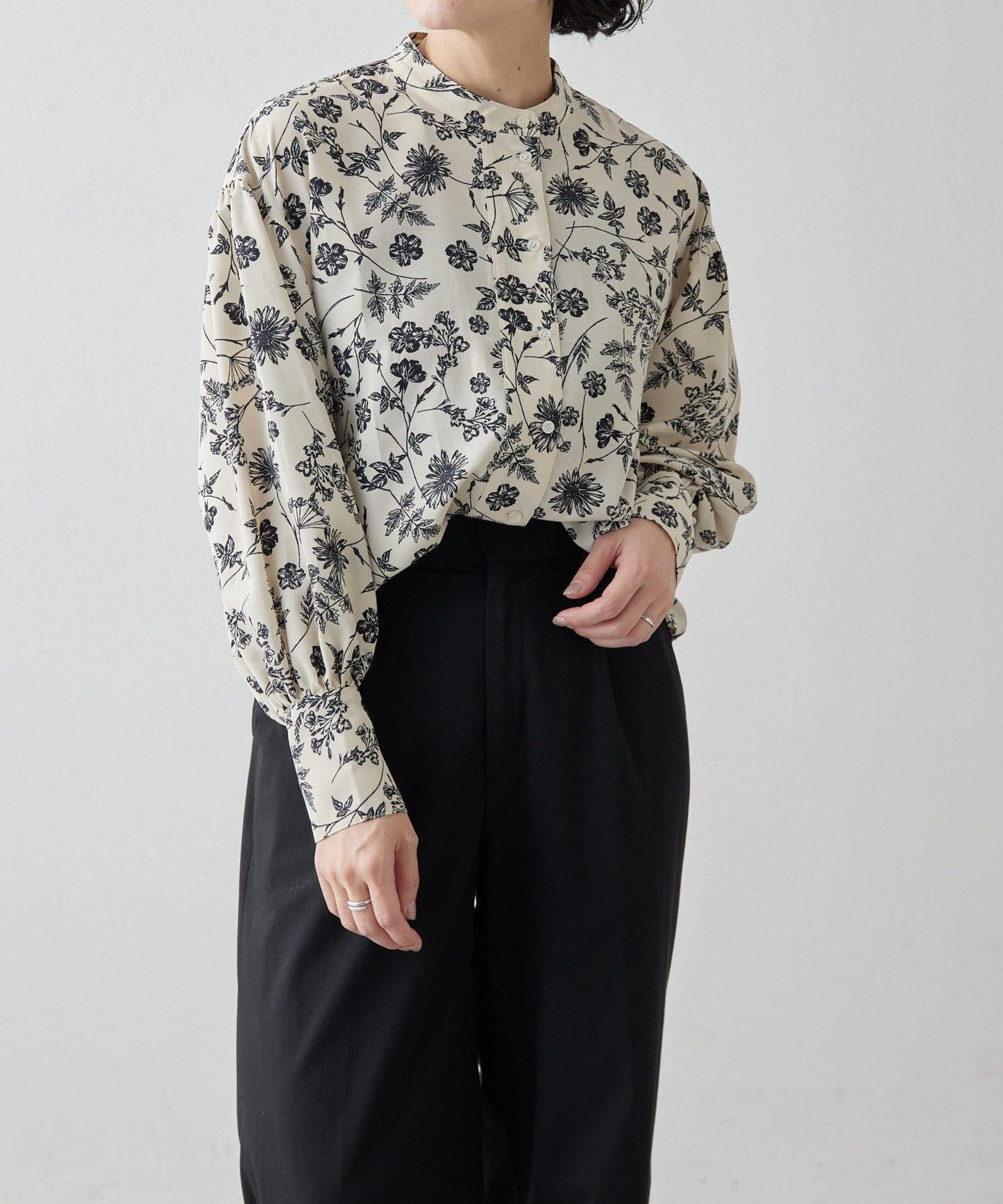 花紋/植物/圖案垂褶襯衫【SUM1 STYLE(斯密風格)】