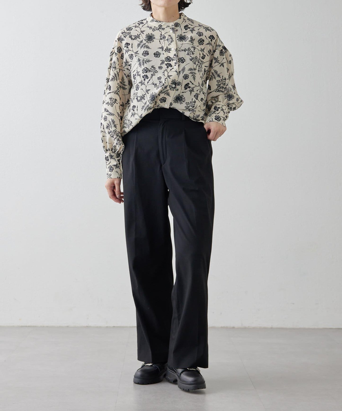 花紋/植物/圖案垂褶襯衫【SUM1 STYLE(斯密風格)】