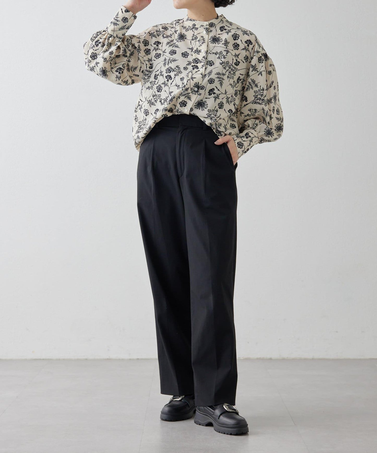 花紋/植物/圖案垂褶襯衫【SUM1 STYLE(斯密風格)】