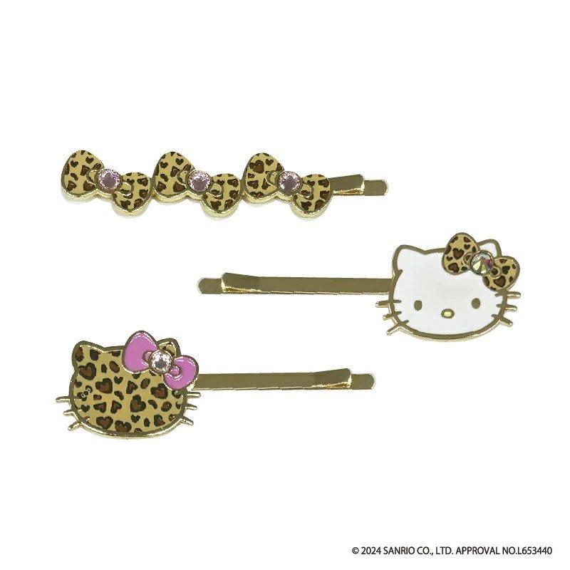 《Hello Kitty》HELLO KITTY 2024 GOGO少女系列 髮夾套裝 豹紋 (AO4802BR)