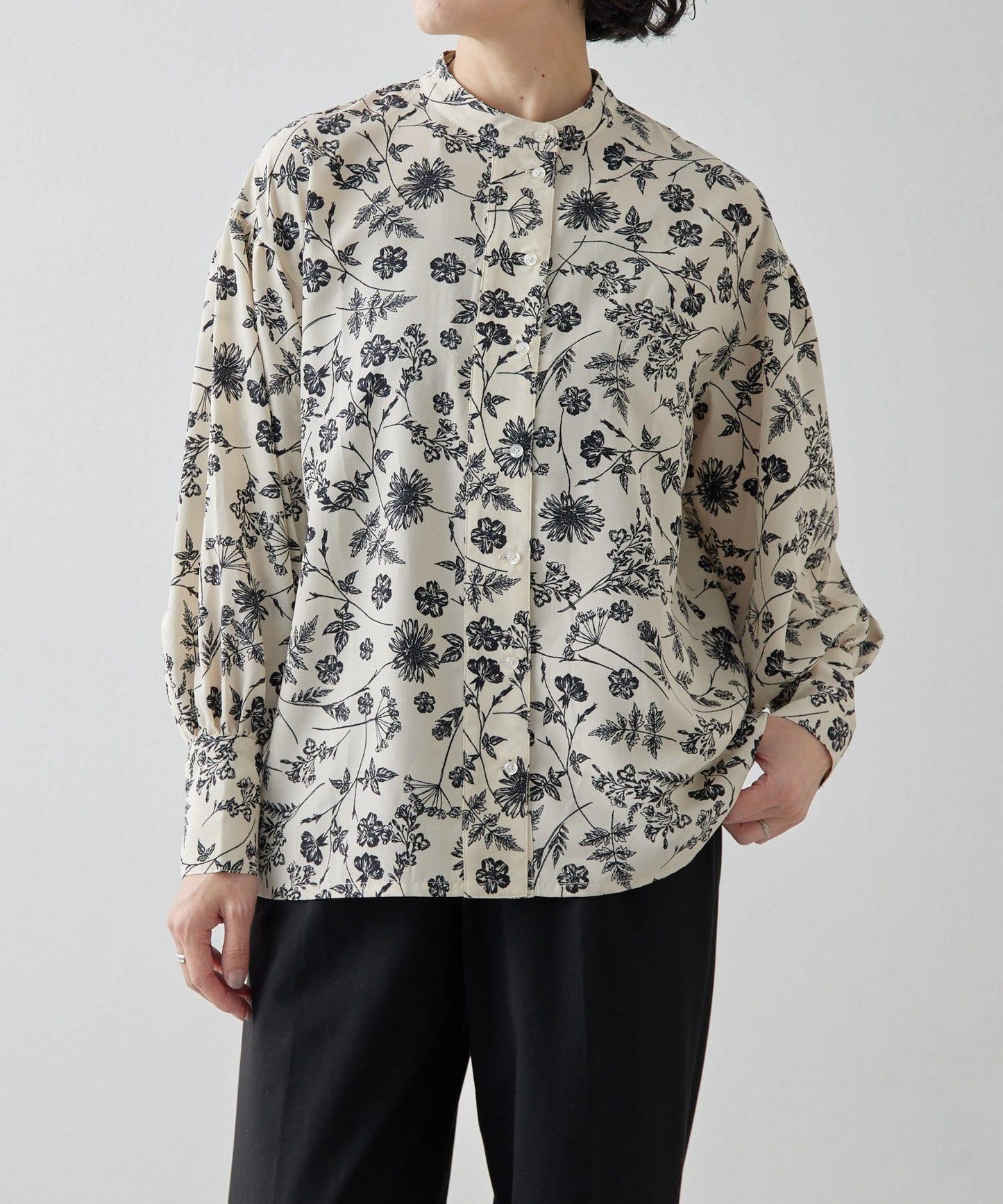 花紋/植物/圖案垂褶襯衫【SUM1 STYLE(斯密風格)】