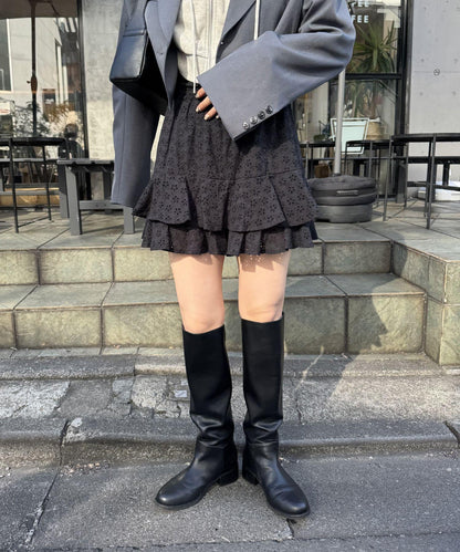 棉質蕾絲層疊迷你裙