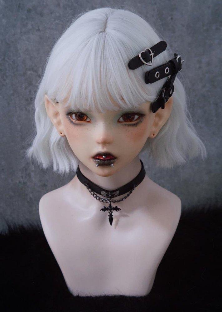 合成皮革 腰帶設計 髮夾 黑色 (AO4794)