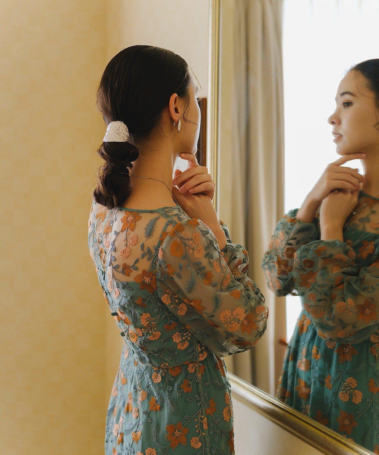 【婚禮/場合禮服】刺繡薄紗連衣裙