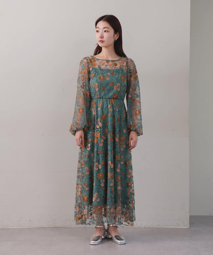 【婚禮/場合禮服】刺繡薄紗連衣裙
