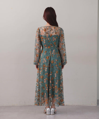 【婚禮/場合禮服】刺繡薄紗連衣裙