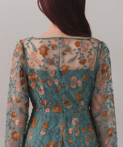 【婚禮/場合禮服】刺繡薄紗連衣裙