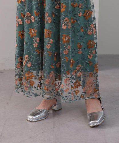 【婚禮/場合禮服】刺繡薄紗連衣裙