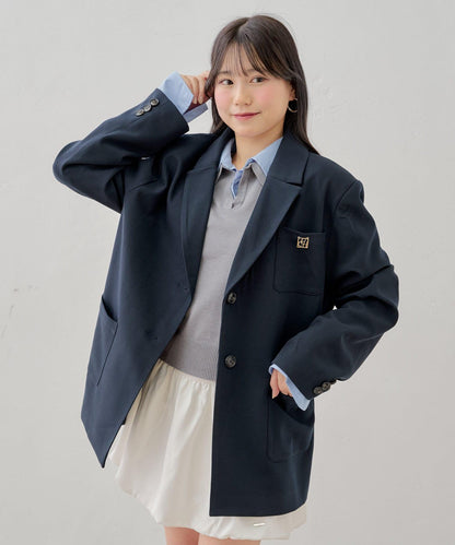【收藏總選舉對象】帶有標誌徽章的寬鬆單排扣夾克