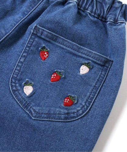 水果刺繡口袋九分褲