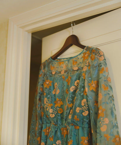 【婚禮/場合禮服】刺繡薄紗連衣裙